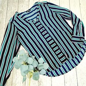 EXPRESS Striped V Neck Top